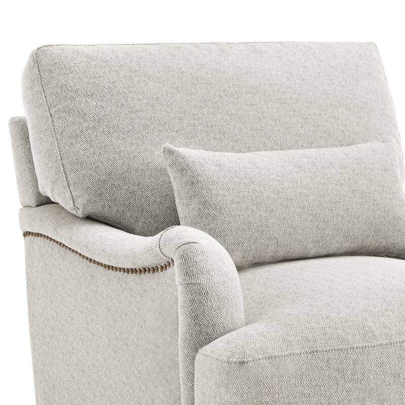 Modern Arm Accent Chair Upholstered Solid Wood Frame Accent Chairs with Lumbar Pillow for Living Room