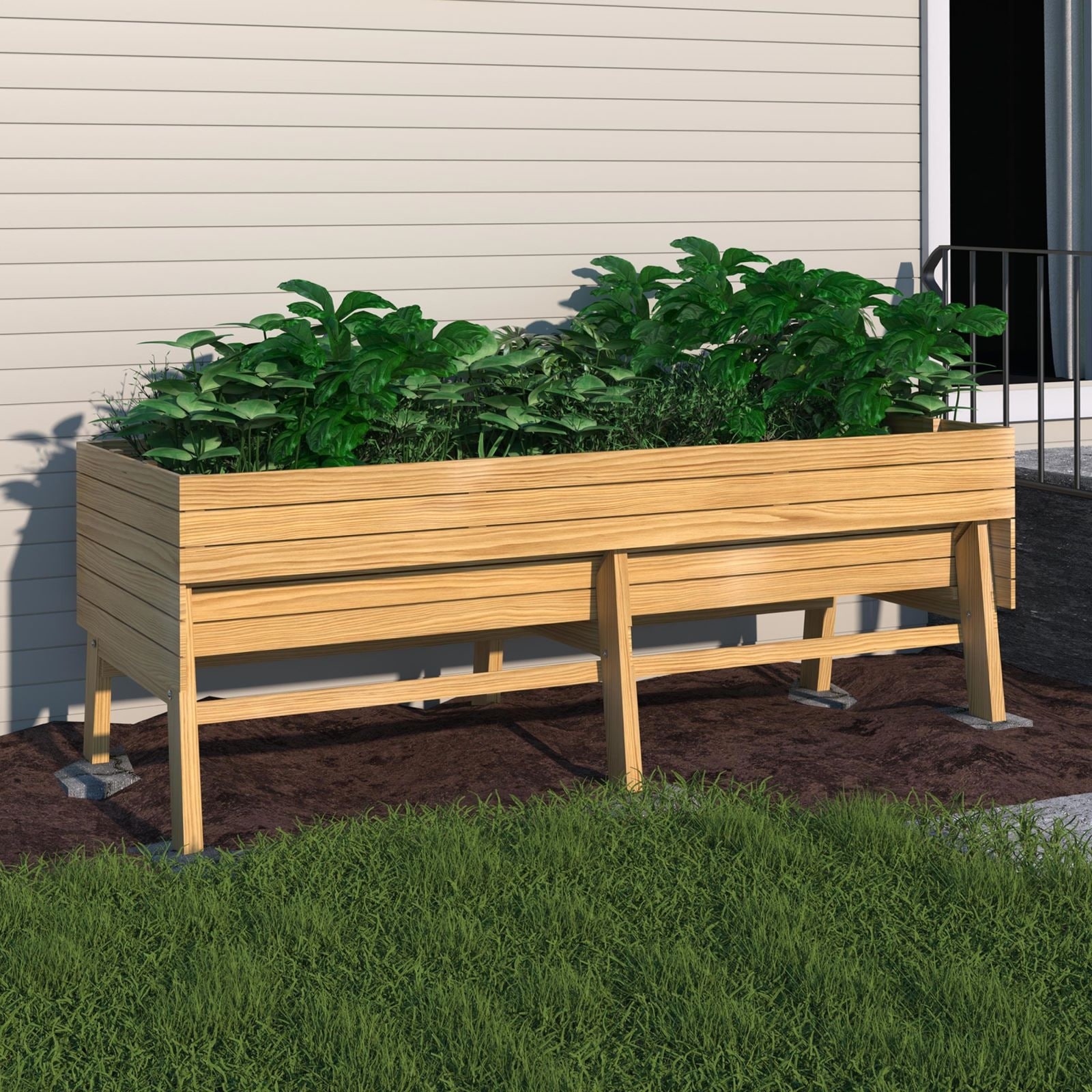 VEIKOUS 6 FT Oversized Cedar Raised Garden Bed with Legs, Large Planter Box with Detachable Liner