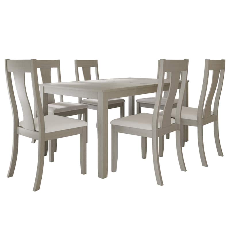 CraftPorch Vintage Style 7-piece Wooden Dining Set - White