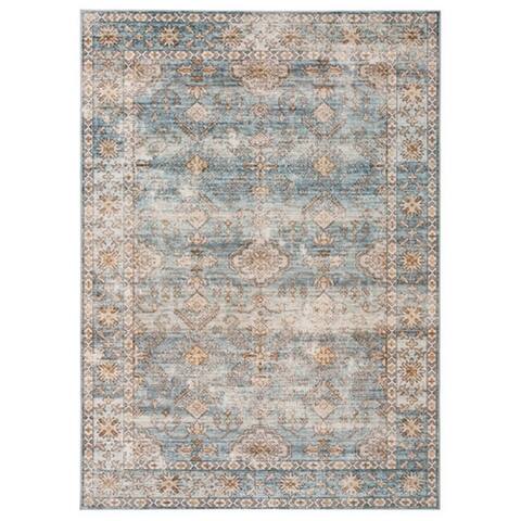 Large Soft Fabric Floor Area Rug, Washable, Vintage Two Tone Border Design - 9'3" x 12'3" - 9'3" x 12'3"