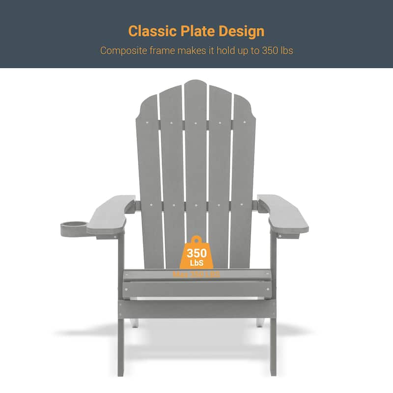 LIVOOSUN Outdoor Folding Adirondack Chair w/Cup Holder Set of 2 or 4