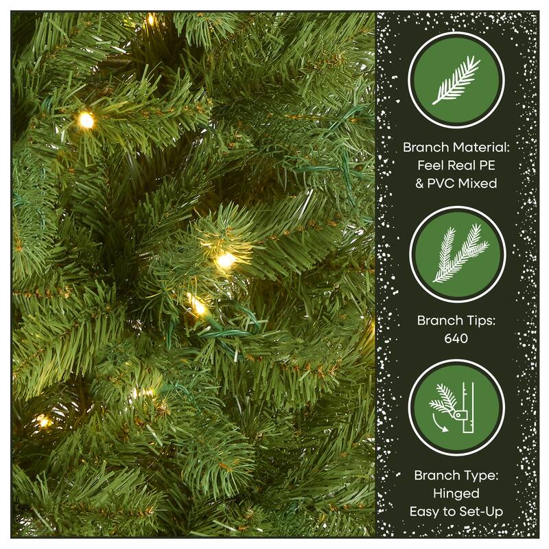 National Tree Company 6.5 ft. Downswept Douglas Slim Tree with Dual Color LED Lights - 6.5 Foot