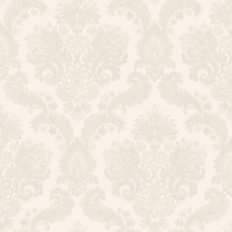 Galerie Wallcoverings Ornamenta Collection Floral Damask Matte Finish Vinyl on Non-woven Wallpaper Roll - 33-feet long x 21-inches wide - Cream
