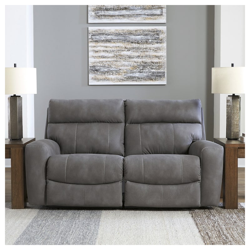 Signature Design by Ashley Next-Gen DuraPella 2-Piece Power Reclining Sectional Loveseat - 77"W x 42"D x 41"H - Grey