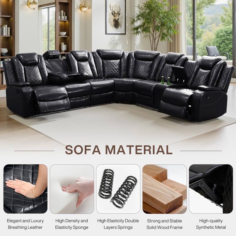 Off-White 3-Piece Breathing Leather Living Room Recliner Sofa set