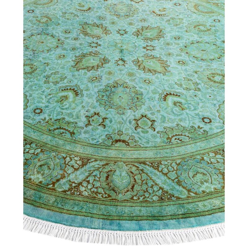 Overdyed One-of-a-Kind Hand-Knotted Area Rug - Green - 7' 1" x 7' 1"