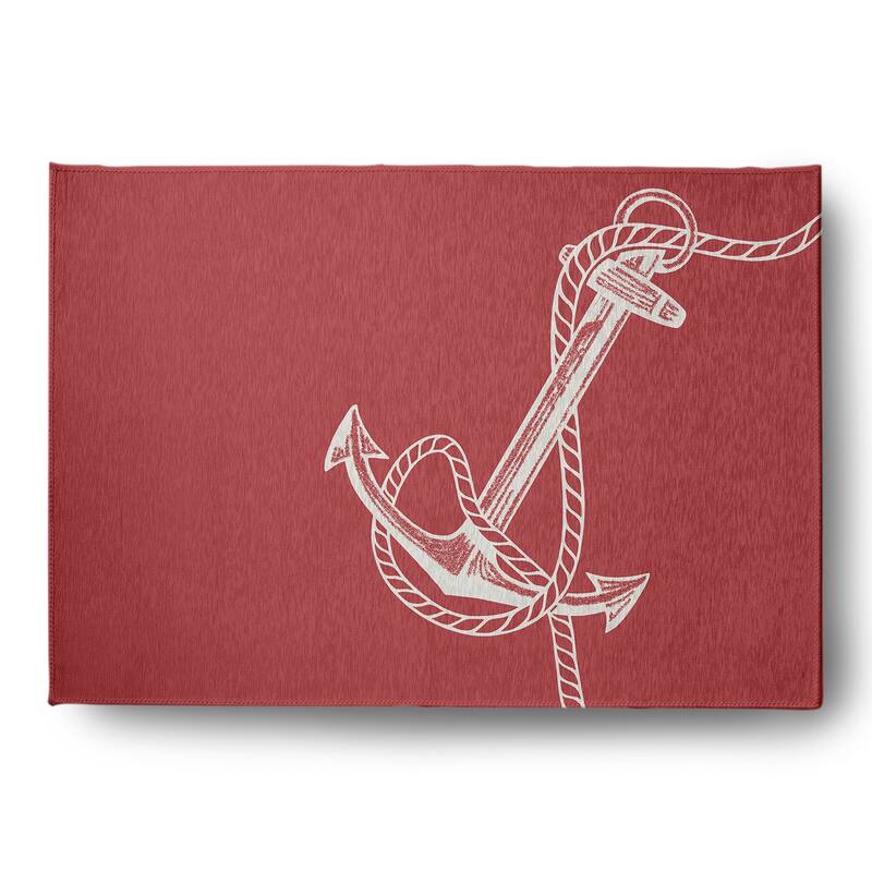 Anchored Nautical Chenille Rug - Ligonberry Red - 5' x 7'