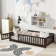 preview thumbnail 20 of 22, Rubber Wood Floor Bed with Fence and Door,Twin Size