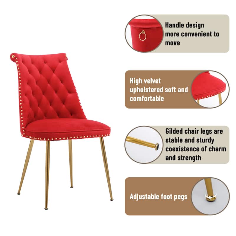 Clihome Modern Velvet Upholstered Featured Dining Chairs (Set of 2)