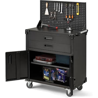 AECOJOY Rolling Tool Chest with Wheels 2 Drawers Pegboard
