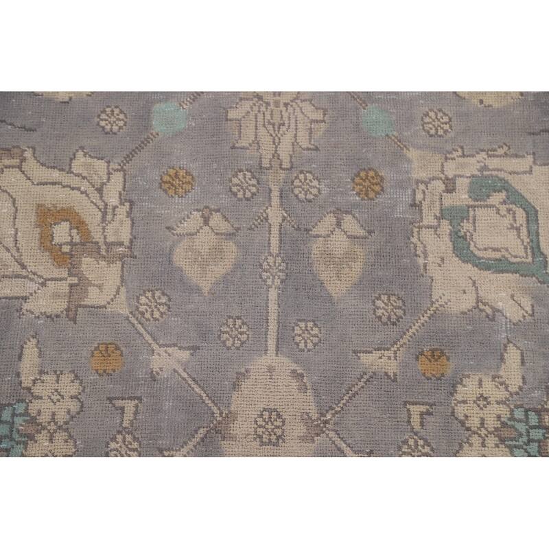 Vintage Distressed Over-Dyed Tabriz Persian Rug Handmade Wool Carpet - 9'6" x 12'7"