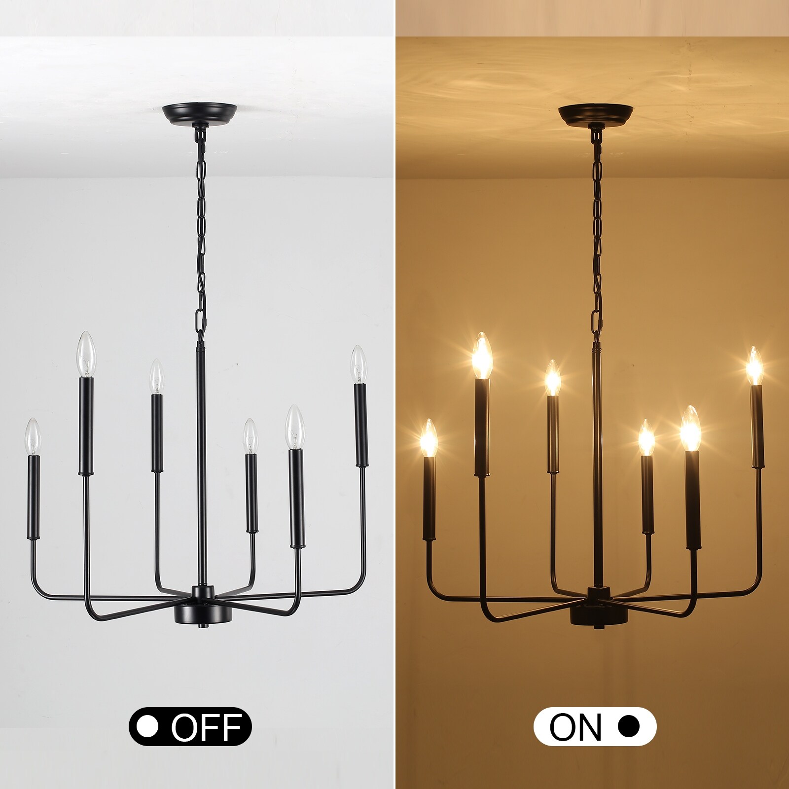 売れ筋・人気アイテム 商品 6-Light Farmhouse Classic Style Candle Chandelier, Metal その他