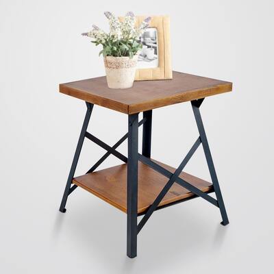 Solid Wood Cross Legs End Table - 23.2'' H x 19.6'' W x 21.7'' D