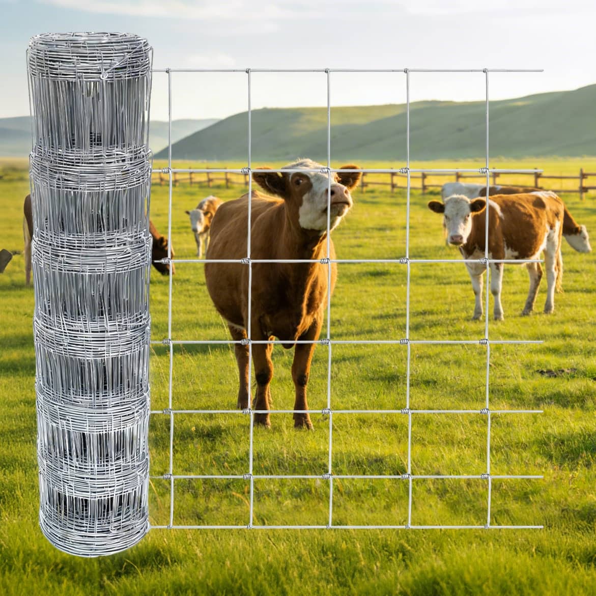 Farm Livestock Fence, 5.9*328FT Galvanised Iron Wire Farm Fence Cattle Fence Deer Fence Grassland Fence