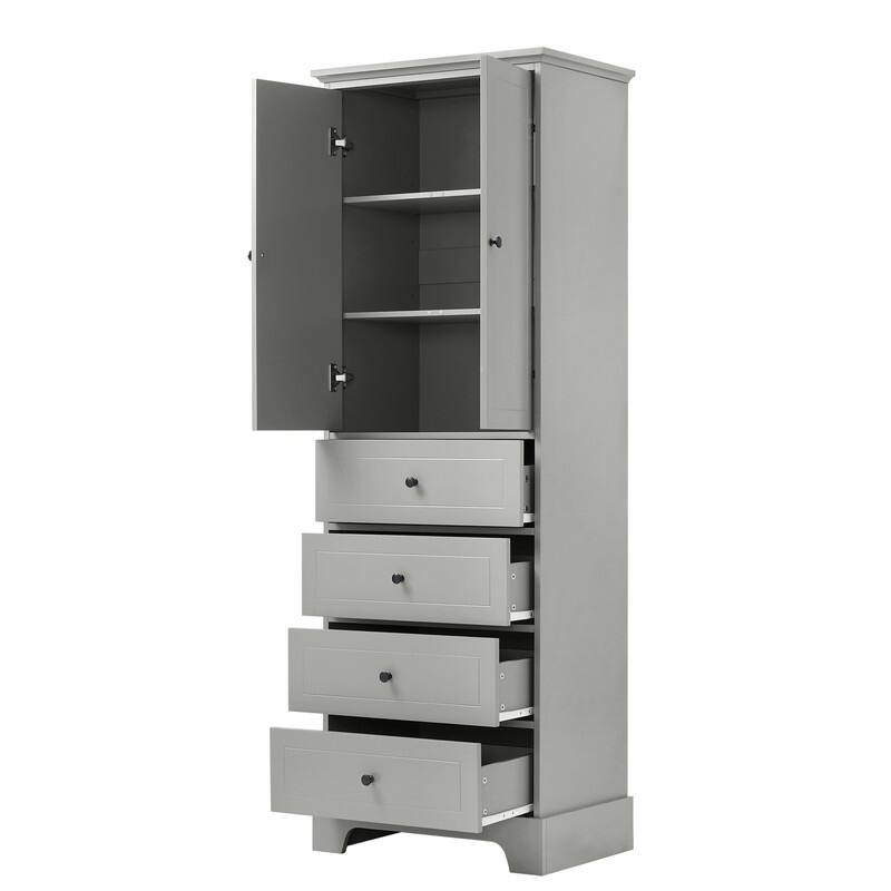 Freestanding Storage Cabinet with 2 Doors and 4 Drawers