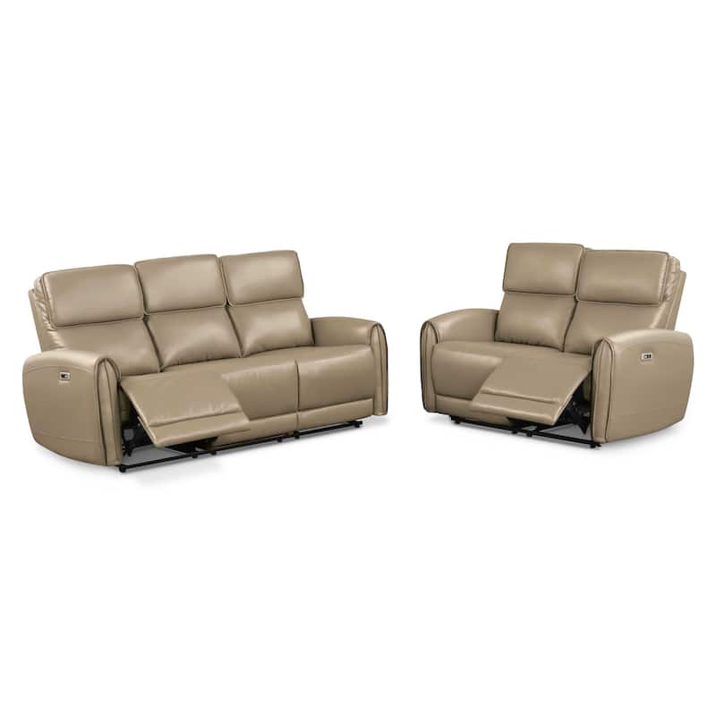 Furniture of America Elente Modern 2-Piece Power Recline Faux Leather Sofa and Loveseat Set