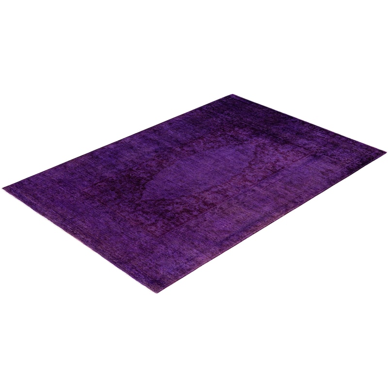 Overdyed One-of-a-Kind Hand-Knotted Area Rug - Purple - 6' 1" x 9' 1"