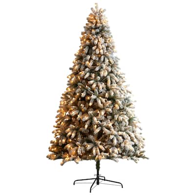9' Flocked South Carolina Spruce Christmas Tree with 850 Lights - 108