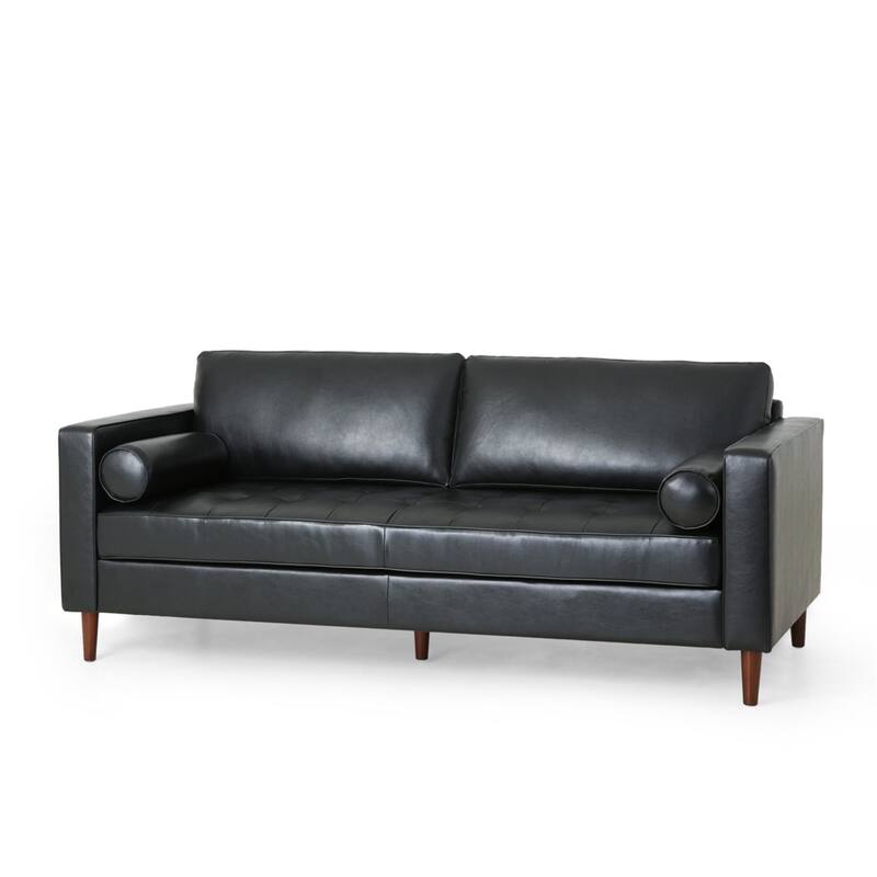 3 Seat PU Sofa with Wooden Frame and Legs