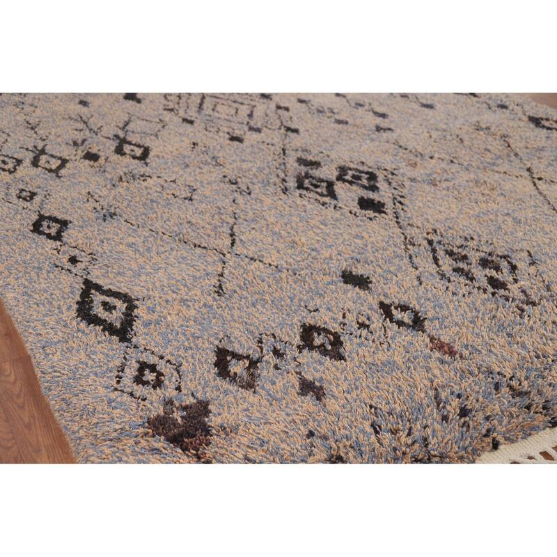 Geometric Moroccan Oriental Area Rug Handmade Wool Carpet - 7'2" x 10'6"