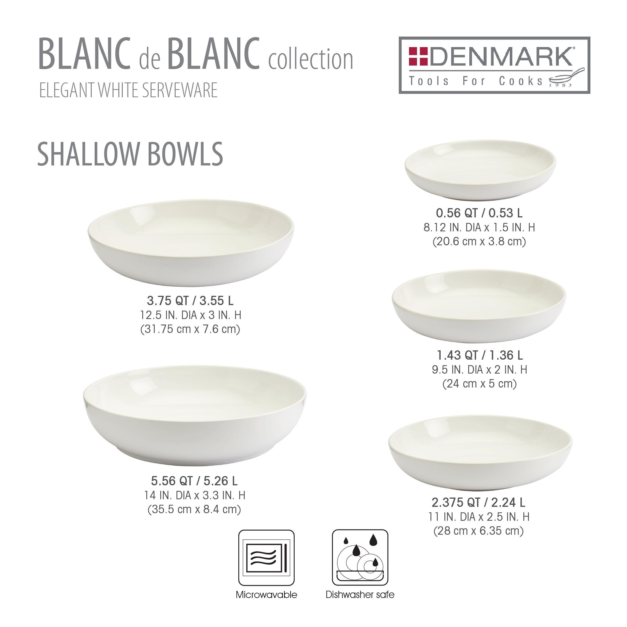 Denmark 5pc White Shallow Bowl Set - Blanc de Blanc Collection - 5 Piece