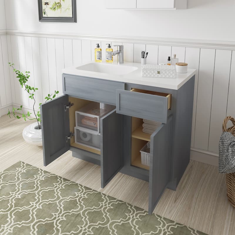 Vanity Art 39" Oak Freestanding Bathroom Vanity Cabinet without Top