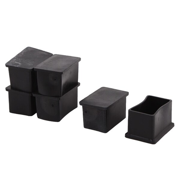 Unique Bargains Office Rubber Rectangle Table Chair Furniture Foot Cover Black 50 x 30mm 6 Pcs