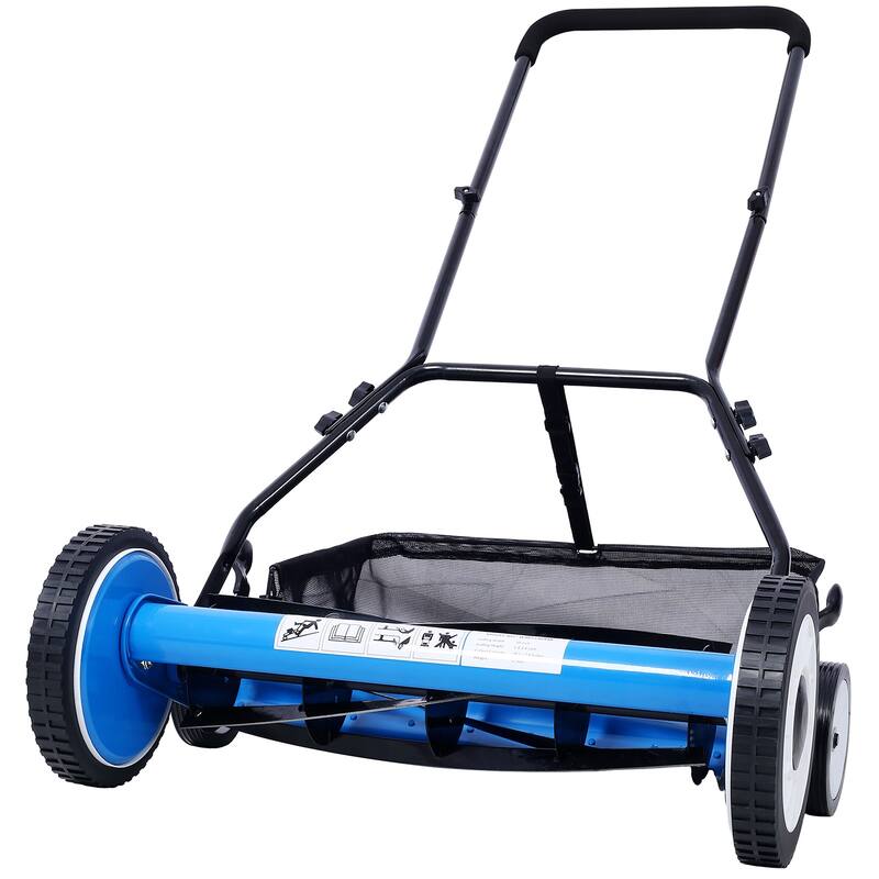 20" 5-Blade Reel Mower,Eco-Friendly Quiet Push with Grass Catcher,Blue