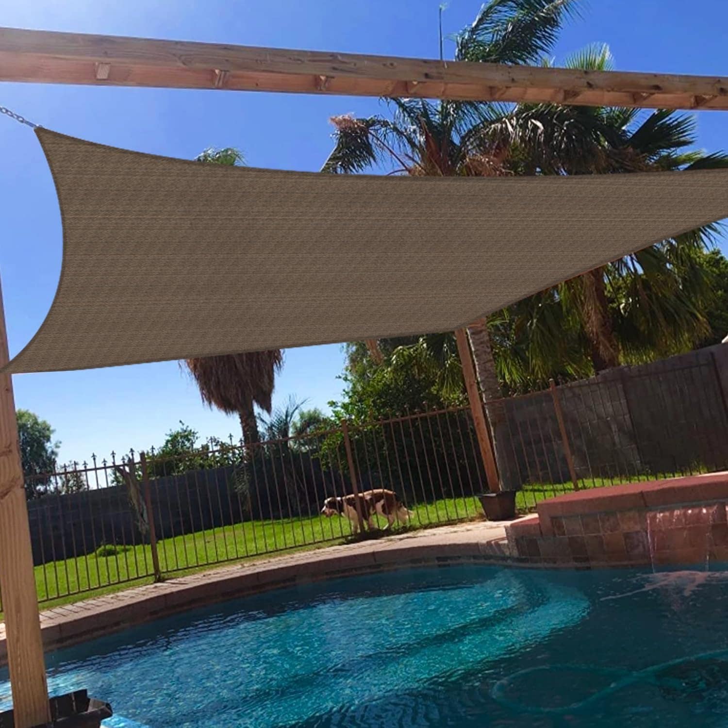 18' x 22' Sun Shade Sail Rectangle Outdoor Canopy Cover UV Block for Backyard Porch Pergola Deck Garden Patio (Brown)