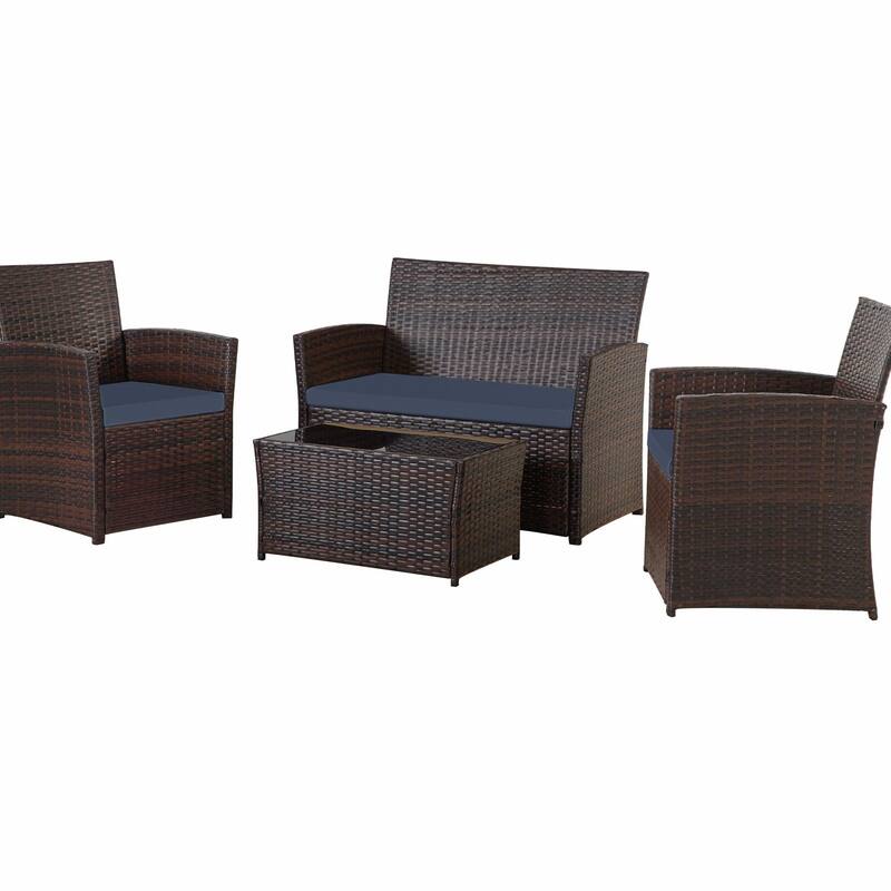 Durable Outdoor Sectional Sofa Set with Cushions & PE Rattan