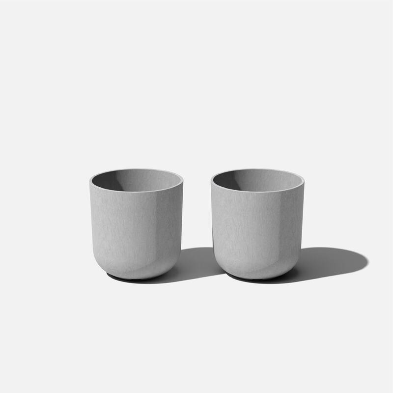 Pure Series Kona Modern Round Planter - 10 inches - 2 Pack - Grey