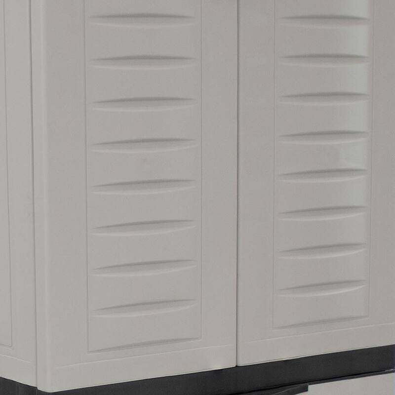 HomeRoots 57" Black And Gray Heavy Duty Plastic Four Door Utility Cabinet - 23.30 in. x 57.00 in. x 13.80 in.