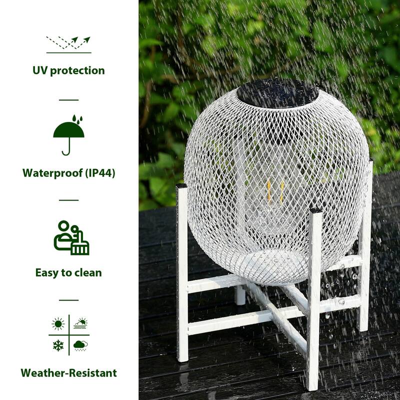 Glitzhome Metal Mesh Solar Powered Waterproof Outdoor Lanterns with Stand