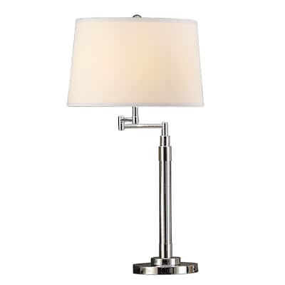 31 Inch Table Lamp Set of 2, Empire Fabric Shade, Modern Nickel Base