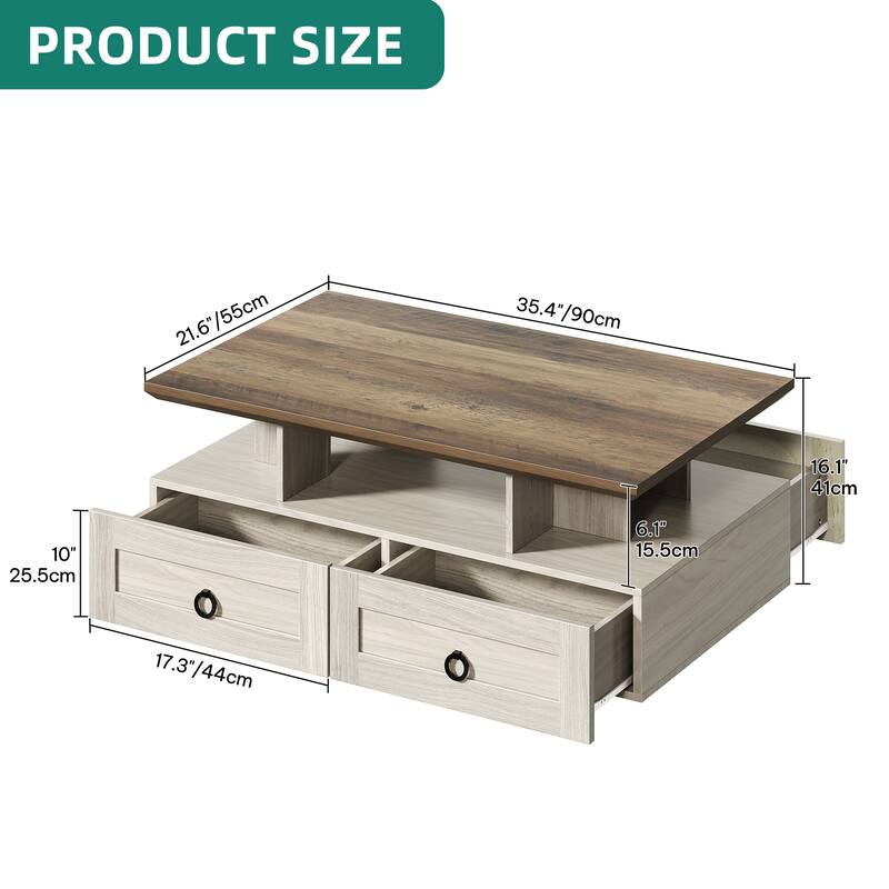 Moasis Modern Coffee Table with Storage High Glossy LED for Living Room