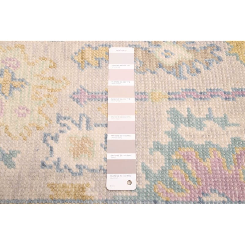 ECARPETGALLERY Hand-knotted Modern Oushak Light Grey Wool Rug - 2'7 x 8'0