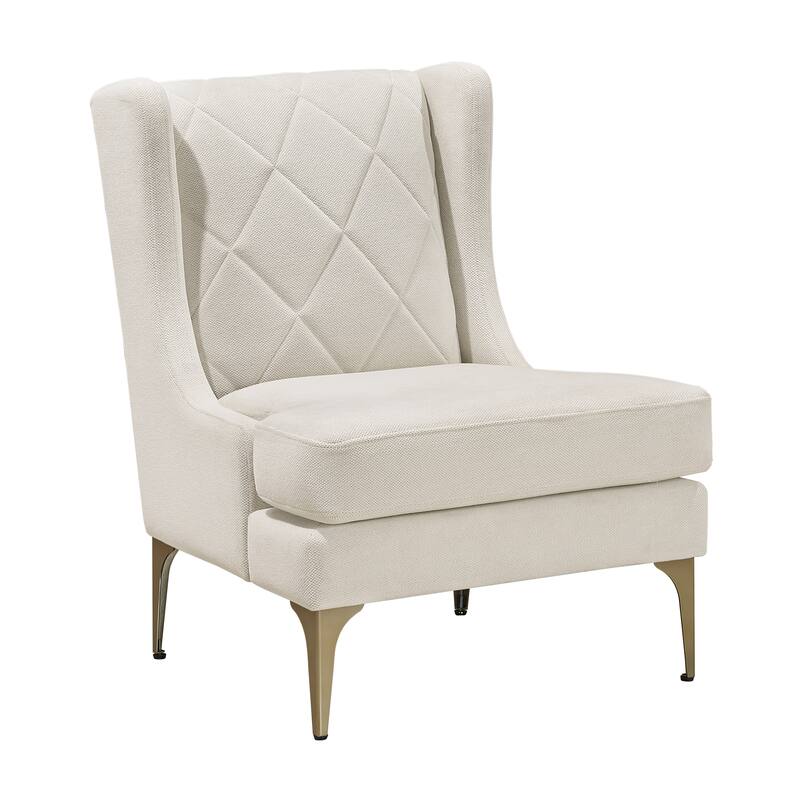 Margo 28" Chenille Accent Chair - Brushed Gold Finish Metal Legs - Taupe