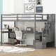 preview thumbnail 15 of 25, Wooden Twin Size Loft Bed wtih Rectangle Desk Underneath and Double Storage Drawers, Side Staircase Built-in Storage