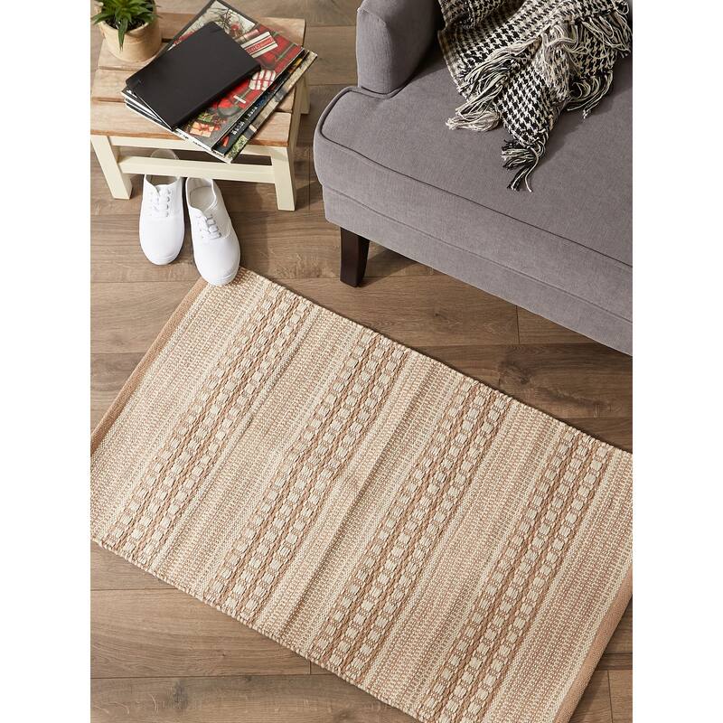 DII Stone Dobby Stripe Hand-Loomed Rug 2ft 6inx6 Ft - 36.0 In. L X 24.0 In. W X 0.2 In. H