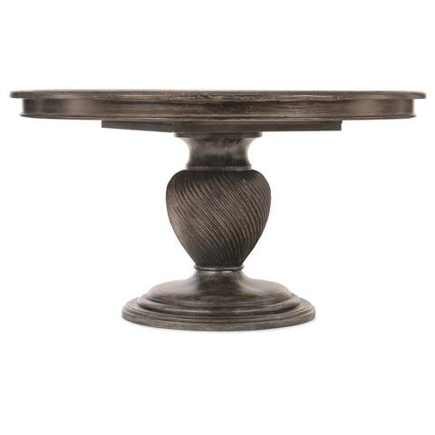 Traditions 54in Round Dining Table with One 20-inch Leaf, Maduro - 54"x30"x54"
