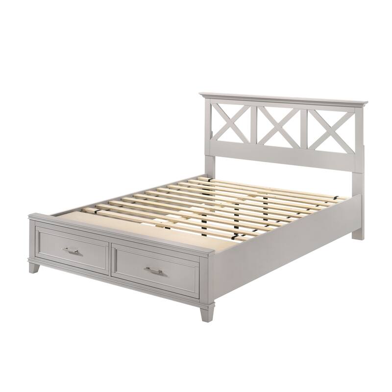 King Size Solid Wood Storage Bed with Transitional Style