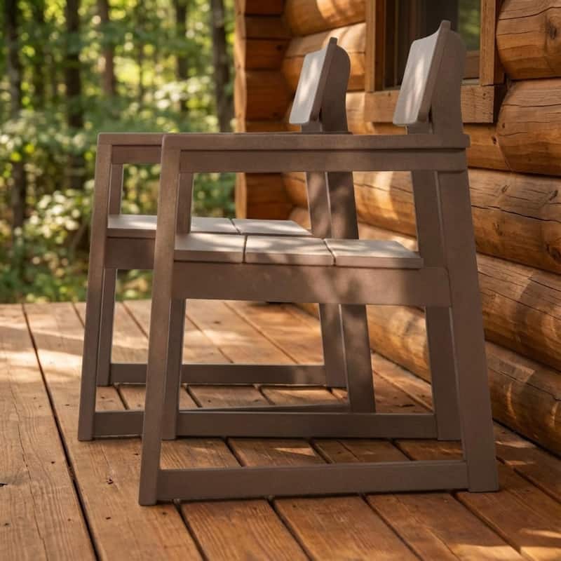 HDPE Outdoor Dining Armchairs, All-Weather Patio Chairs with Backrest & Armrests for Backyard, Deck, Porch, Garden