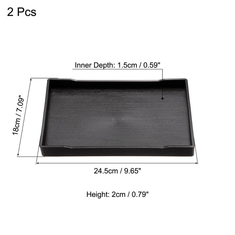Fast Food Tray, Plastic Multi-Purpose Rectangle Serving Tray - Black - 10x7"