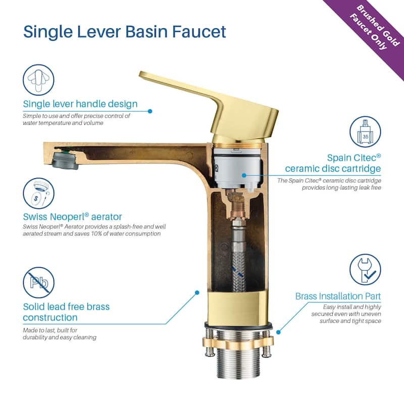 Solid Brass Lead-free Single-handle High Arc Bathroom Faucet