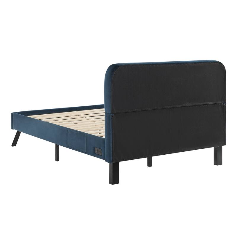 Studio Living Ashton Full Upholstered Bed in Velvet Fabric