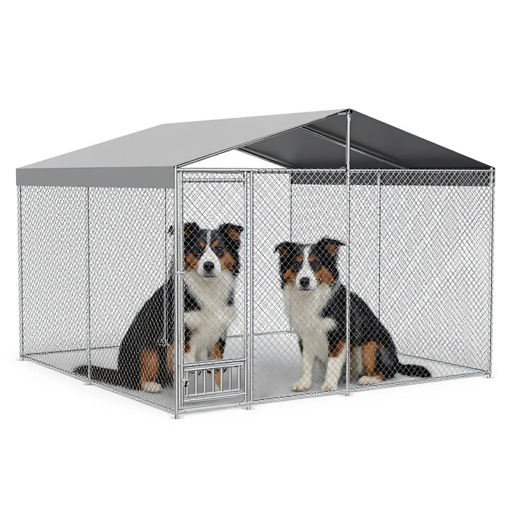 Large Outdoor Dog Kennel, Waterproof Roof & UV-Resistant Cover