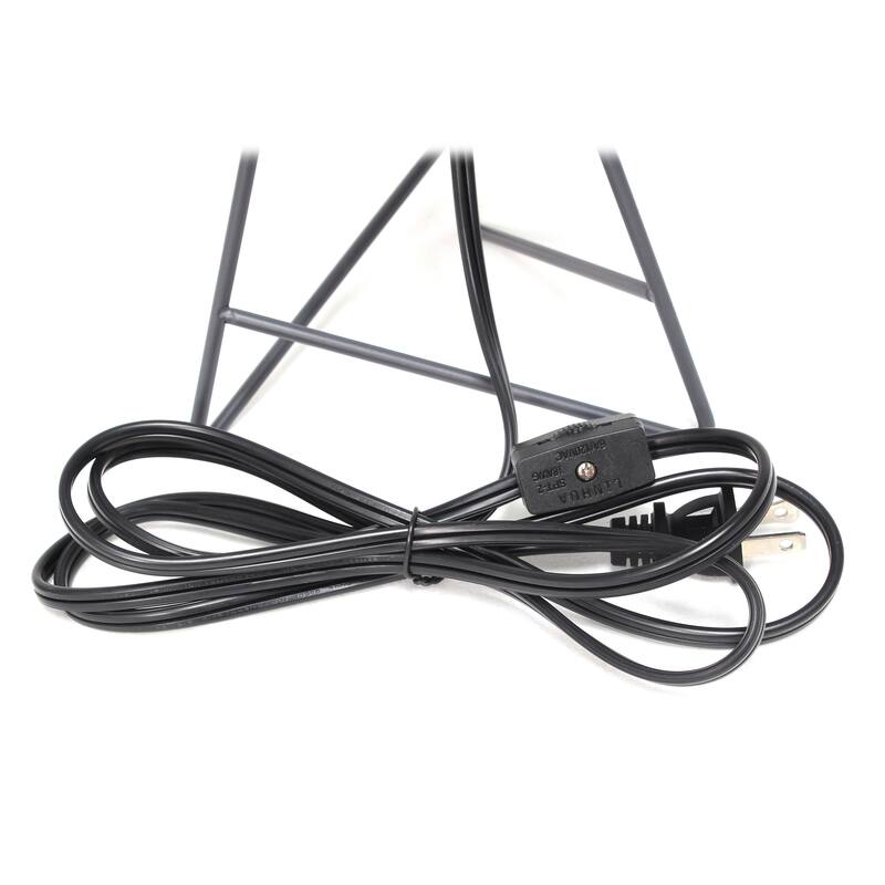 14" Minimalist Three-Legged Wire Table Lamp with Drum Shade and Fabric and Metal Perfect for Living Room - 7”L x 7”W x 14”H