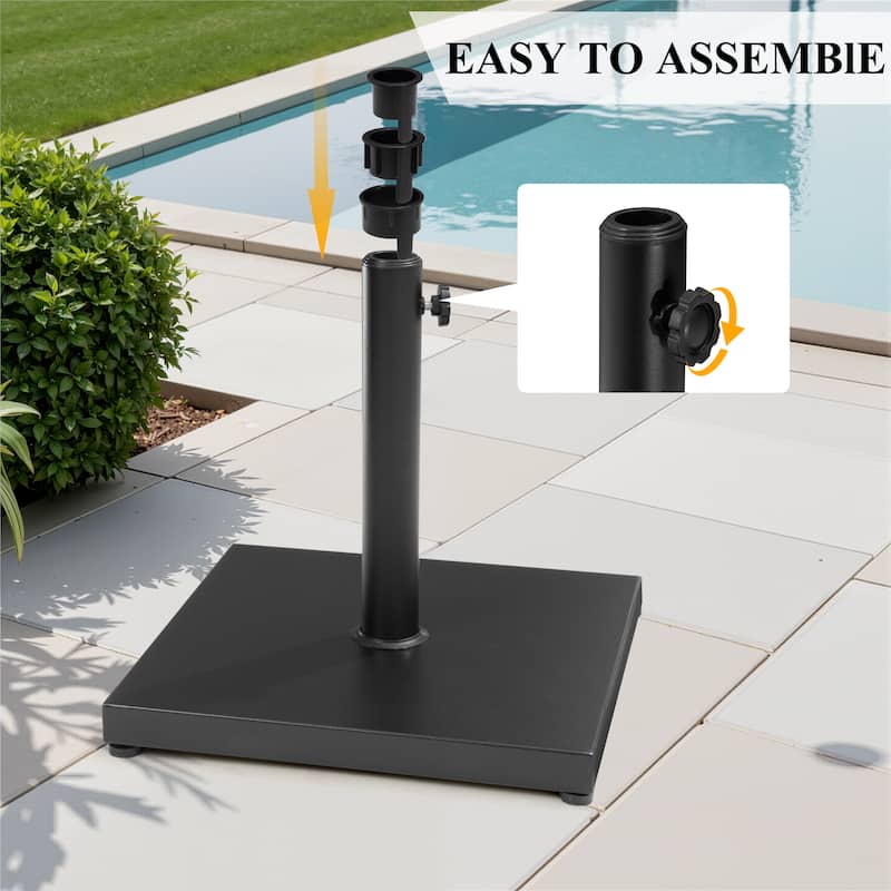 9PC Outdoor Patio Dining Set Wood-Like Aluminum Umbrella Hole Table with Folding Chairs,Double Top Market Umbrella and Base