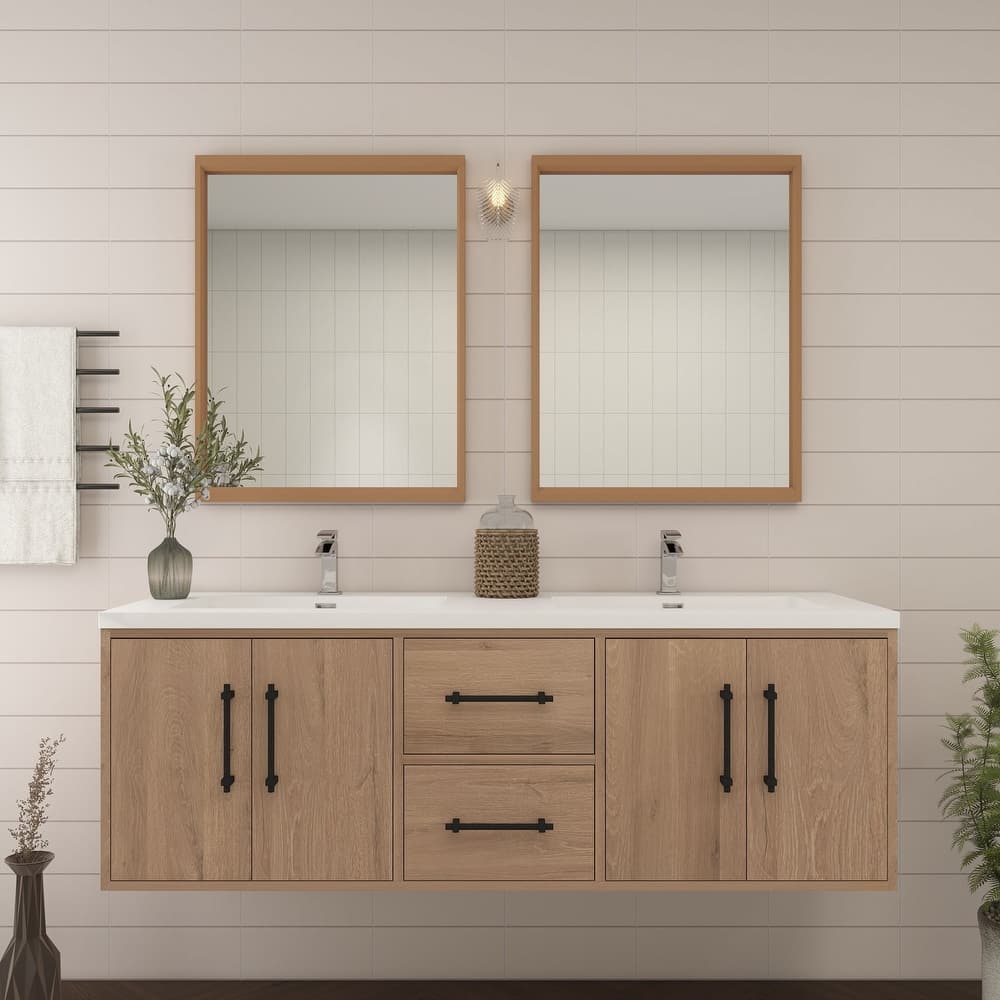Victoria 60'' Wall-mounted Vanity with Double Reinforced Acrylic Sink - 59.5