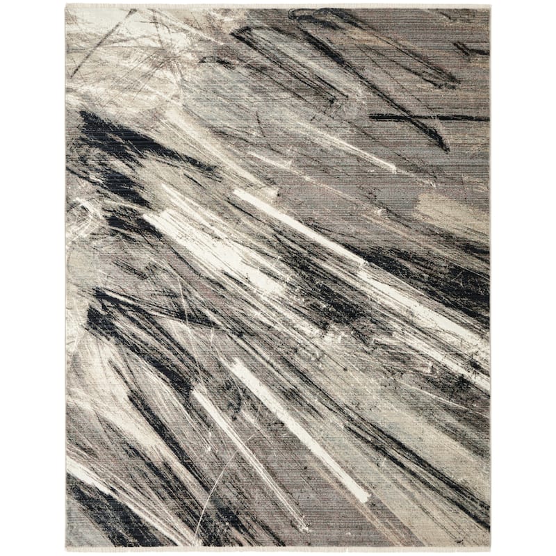 Abstract Grey Strie Area Rug